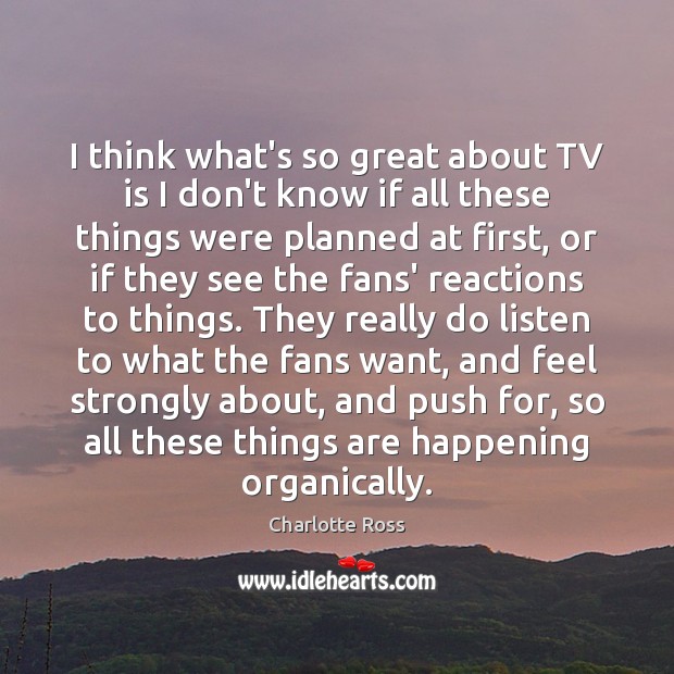 I think what’s so great about TV is I don’t know if Charlotte Ross Picture Quote