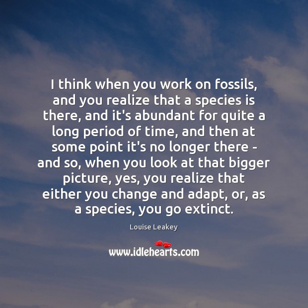 I think when you work on fossils, and you realize that a Louise Leakey Picture Quote
