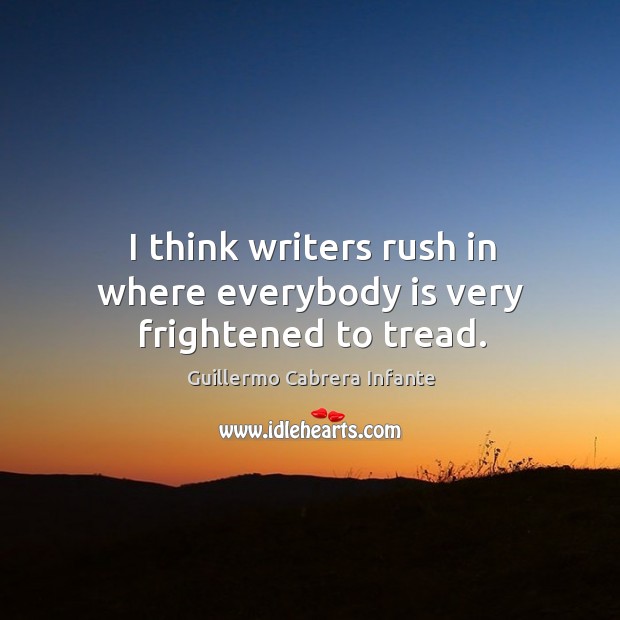 I think writers rush in where everybody is very frightened to tread. Image
