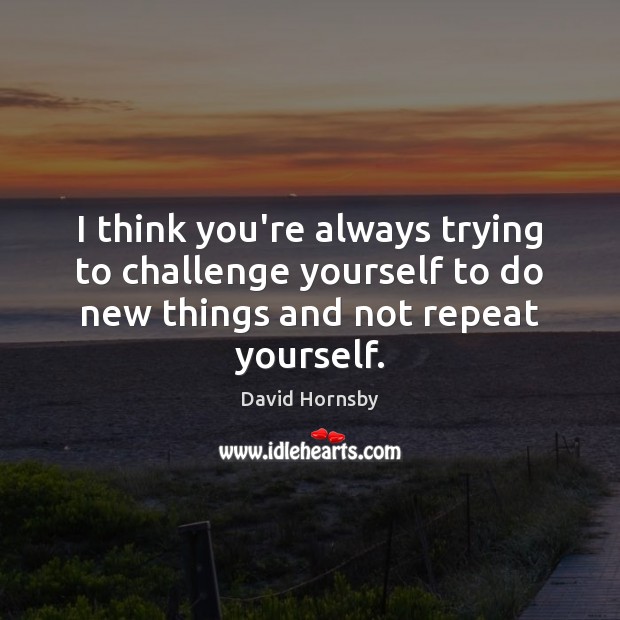 I think you’re always trying to challenge yourself to do new things David Hornsby Picture Quote