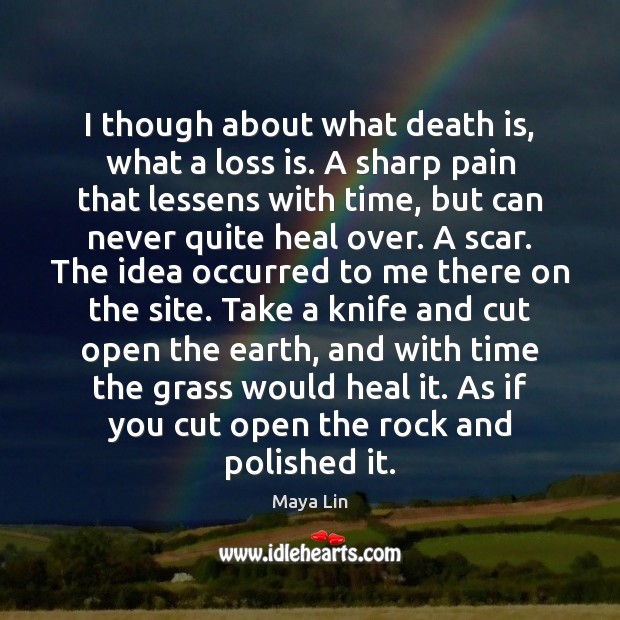 I though about what death is, what a loss is. A sharp Maya Lin Picture Quote