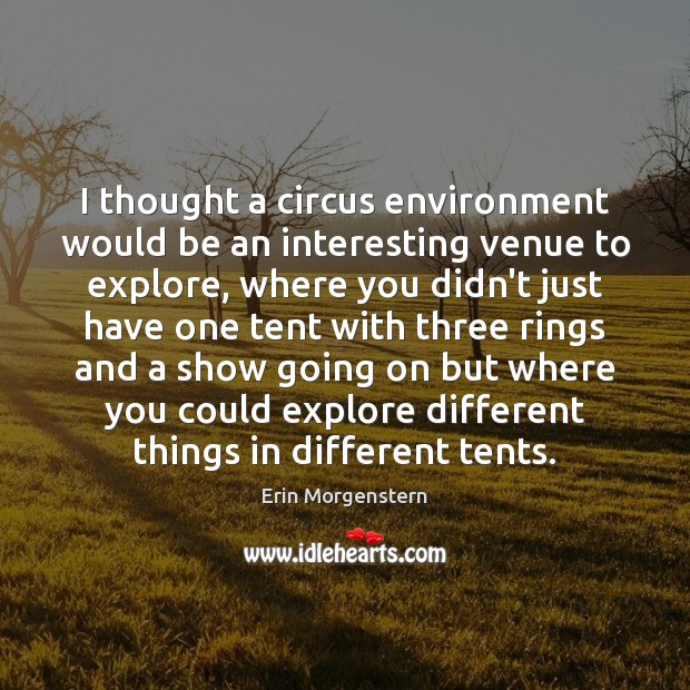 I thought a circus environment would be an interesting venue to explore, Erin Morgenstern Picture Quote
