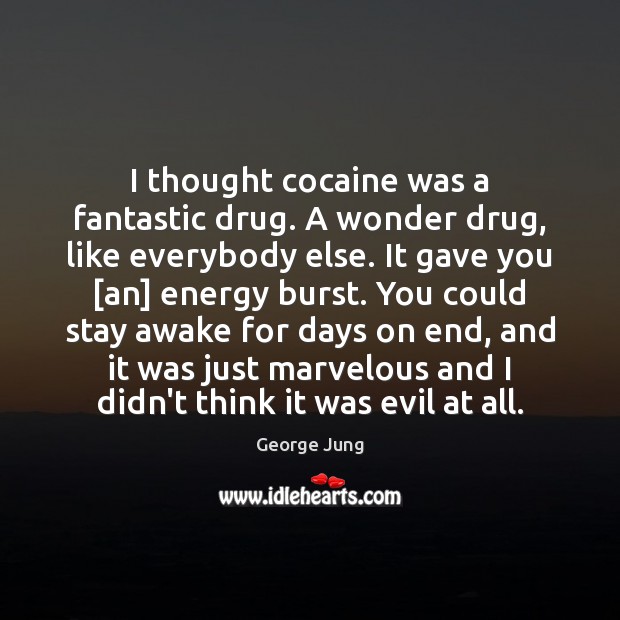 I thought cocaine was a fantastic drug. A wonder drug, like everybody George Jung Picture Quote