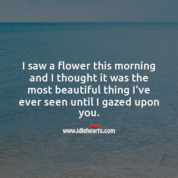 I thought flower was the most beautiful thing I’ve ever seen until I gazed upon you. Flowers Quotes Image