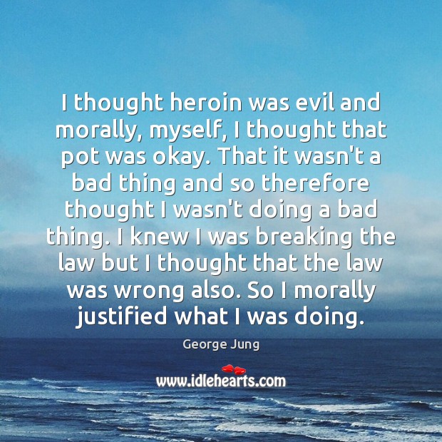 I thought heroin was evil and morally, myself, I thought that pot George Jung Picture Quote