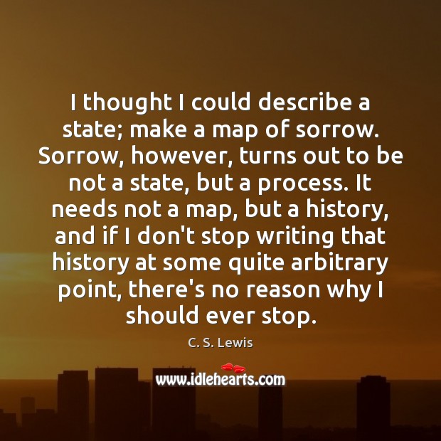 I thought I could describe a state; make a map of sorrow. Image