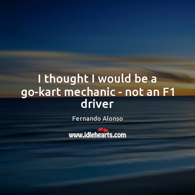 I thought I would be a go-kart mechanic – not an F1 driver Fernando Alonso Picture Quote