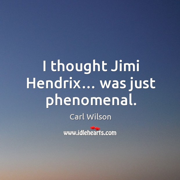 I thought jimi hendrix… was just phenomenal. Carl Wilson Picture Quote