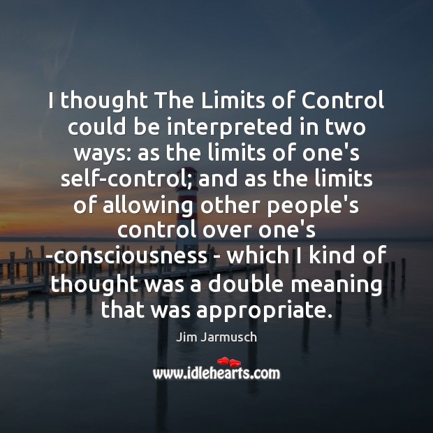 I thought The Limits of Control could be interpreted in two ways: Jim Jarmusch Picture Quote