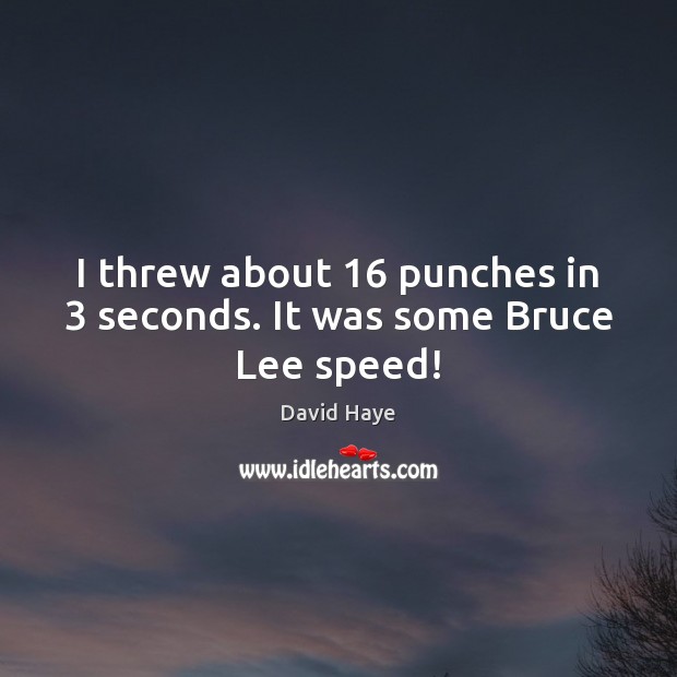 I threw about 16 punches in 3 seconds. It was some Bruce Lee speed! Image