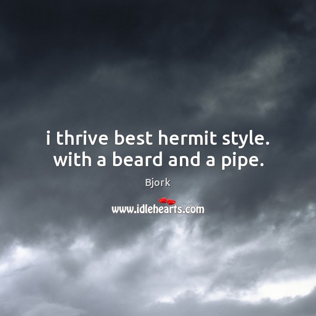 I thrive best hermit style. with a beard and a pipe. Bjork Picture Quote