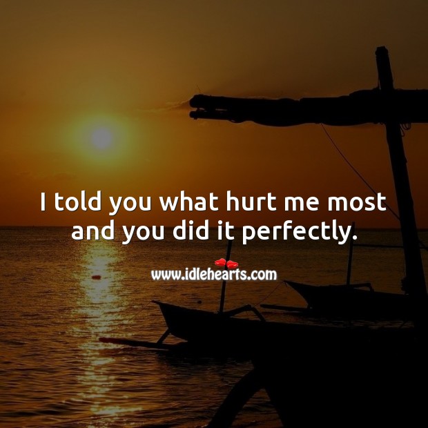 I told you what hurt me most and you did it perfectly. Hurt Quotes Image