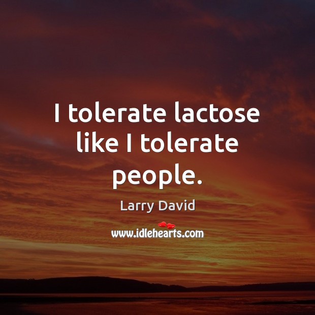 I tolerate lactose like I tolerate people. Larry David Picture Quote