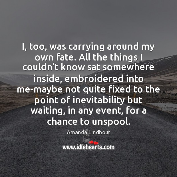I, too, was carrying around my own fate. All the things I Amanda Lindhout Picture Quote