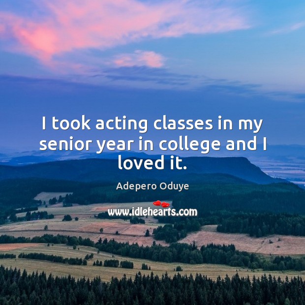 I took acting classes in my senior year in college and I loved it. Adepero Oduye Picture Quote