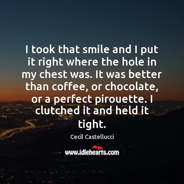 I took that smile and I put it right where the hole Cecil Castellucci Picture Quote