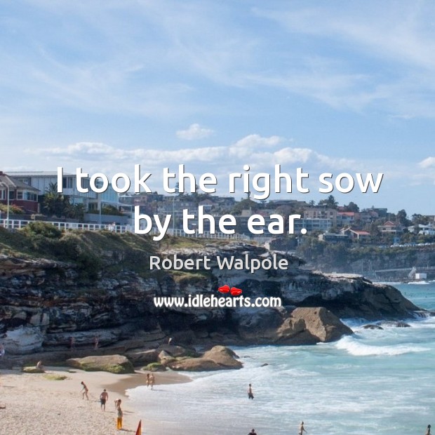 I took the right sow by the ear. Robert Walpole Picture Quote