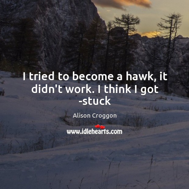 I tried to become a hawk, it didn’t work. I think I got -stuck Alison Croggon Picture Quote