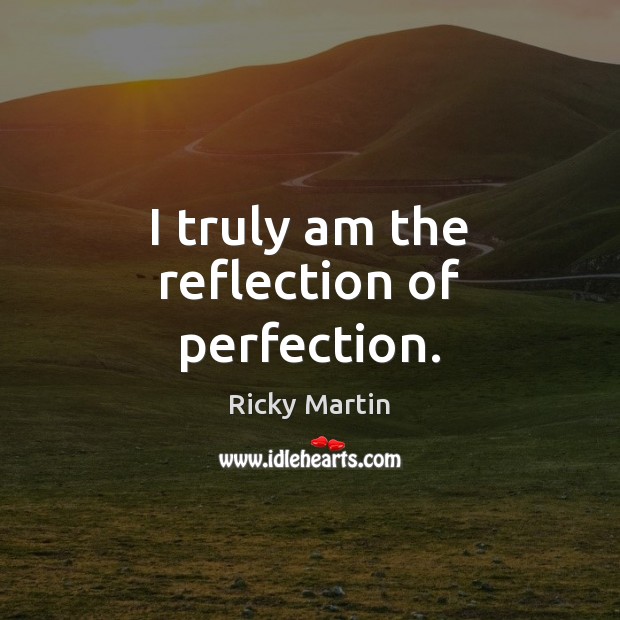 I truly am the reflection of perfection. Ricky Martin Picture Quote