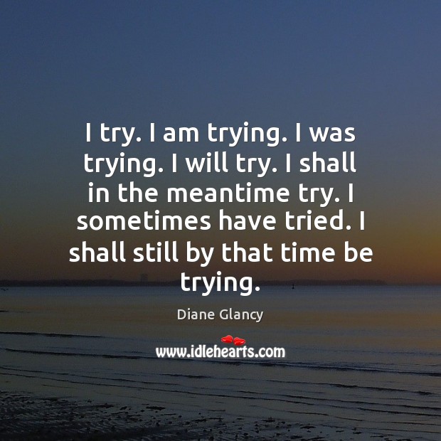 I try. I am trying. I was trying. I will try. I Diane Glancy Picture Quote