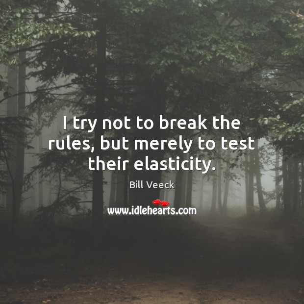I try not to break the rules, but merely to test their elasticity. Image