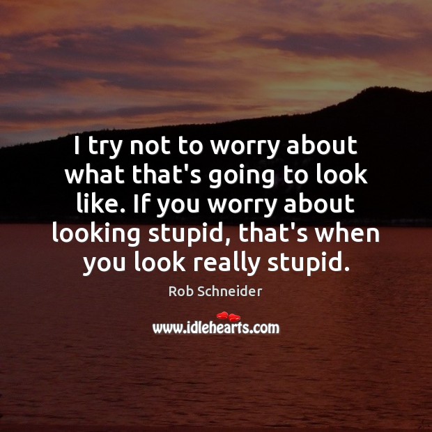 I try not to worry about what that’s going to look like. Rob Schneider Picture Quote