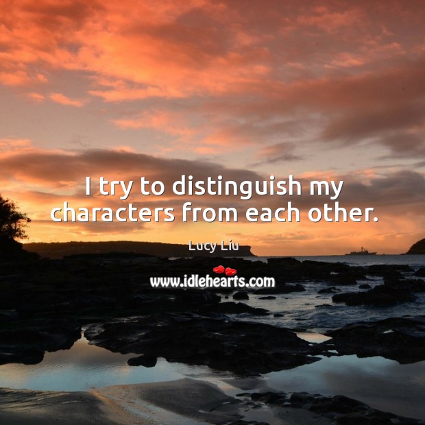I try to distinguish my characters from each other. Lucy Liu Picture Quote