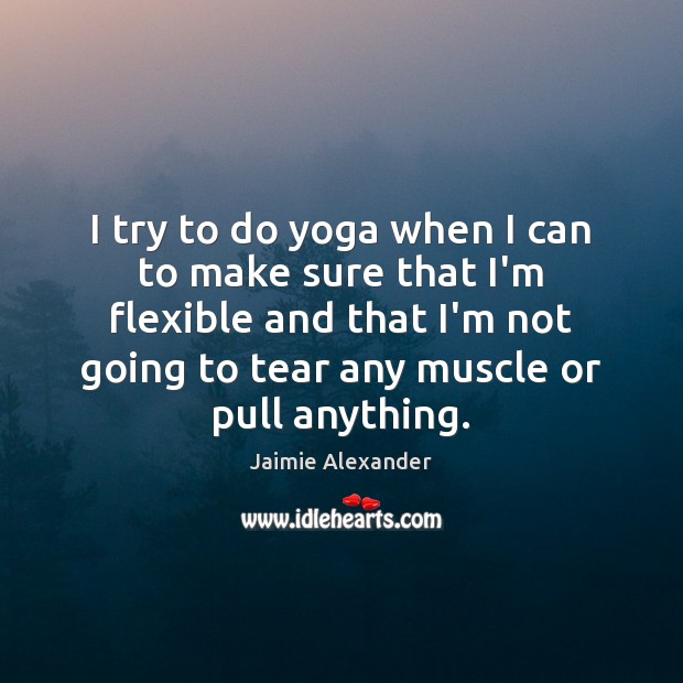 I try to do yoga when I can to make sure that Jaimie Alexander Picture Quote