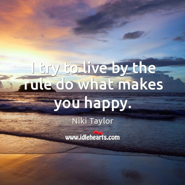 I try to live by the rule do what makes you happy. Niki Taylor Picture Quote