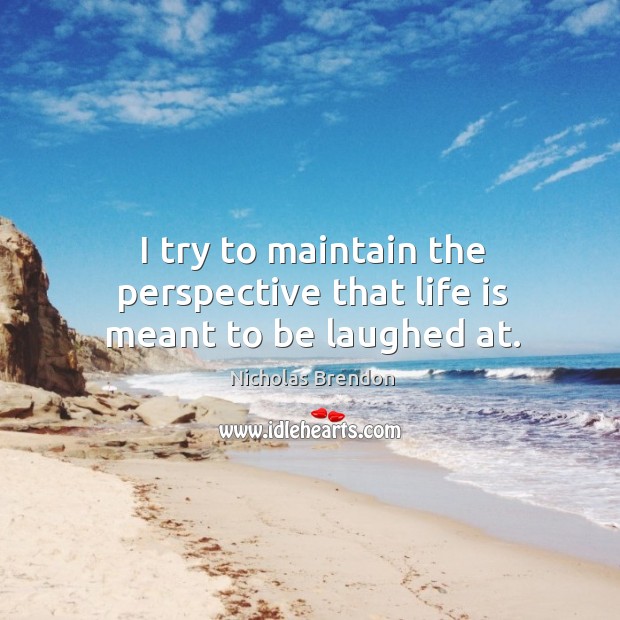 I try to maintain the perspective that life is meant to be laughed at. Nicholas Brendon Picture Quote