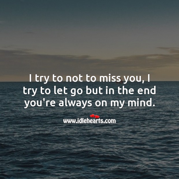 I try to not to miss you, I try to let go but in the end you’re always on my mind. Let Go Quotes Image