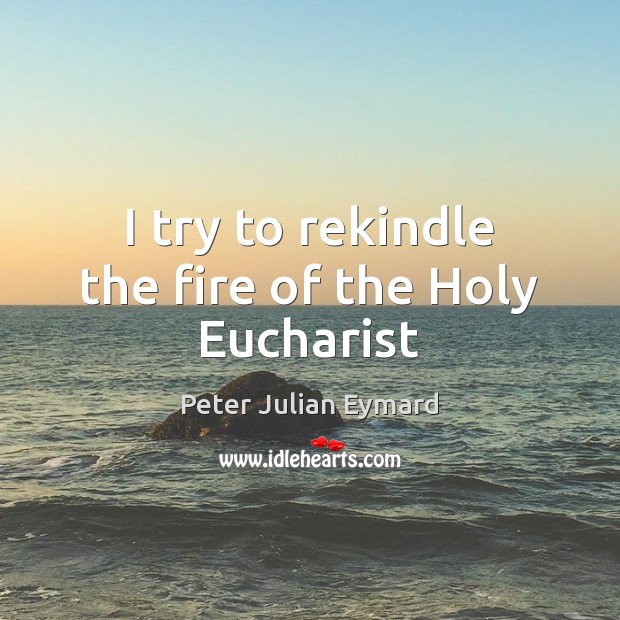 I try to rekindle the fire of the Holy Eucharist Peter Julian Eymard Picture Quote