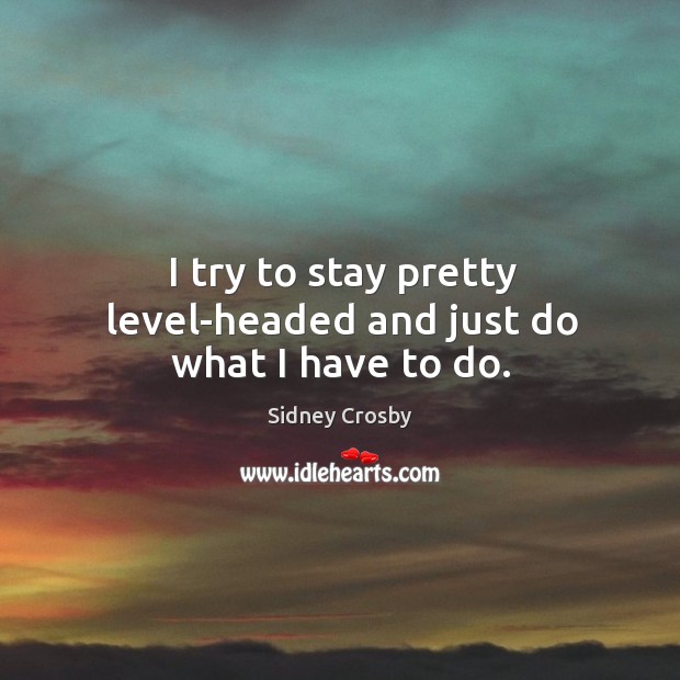I try to stay pretty level-headed and just do what I have to do. Image