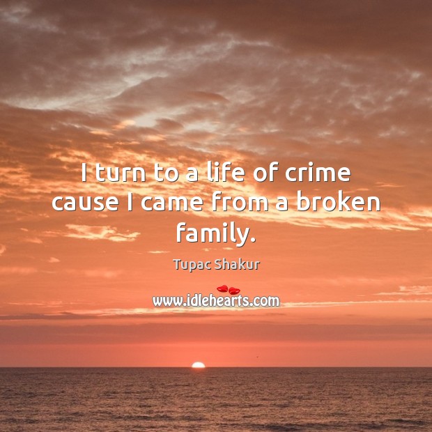 I turn to a life of crime cause I came from a broken family. Tupac Shakur Picture Quote