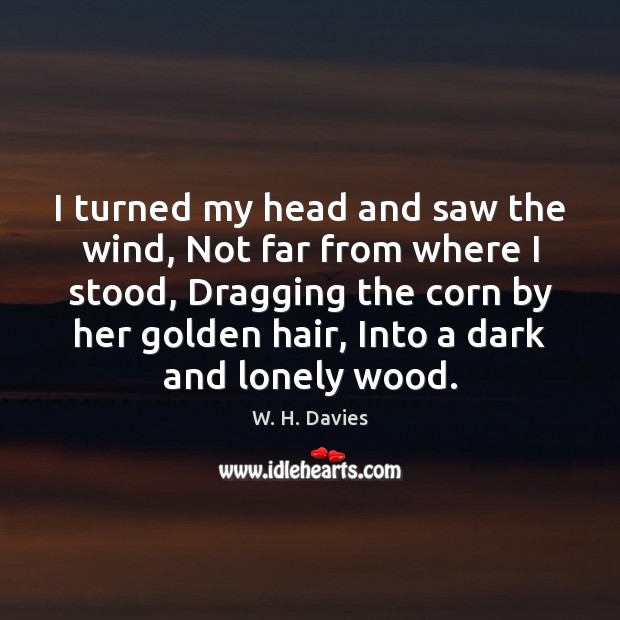 I turned my head and saw the wind, Not far from where W. H. Davies Picture Quote