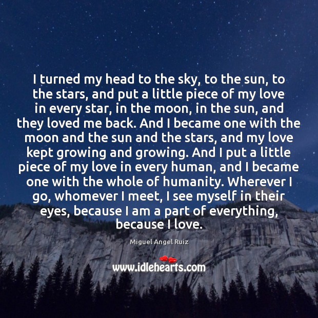 I turned my head to the sky, to the sun, to the Miguel Angel Ruiz Picture Quote
