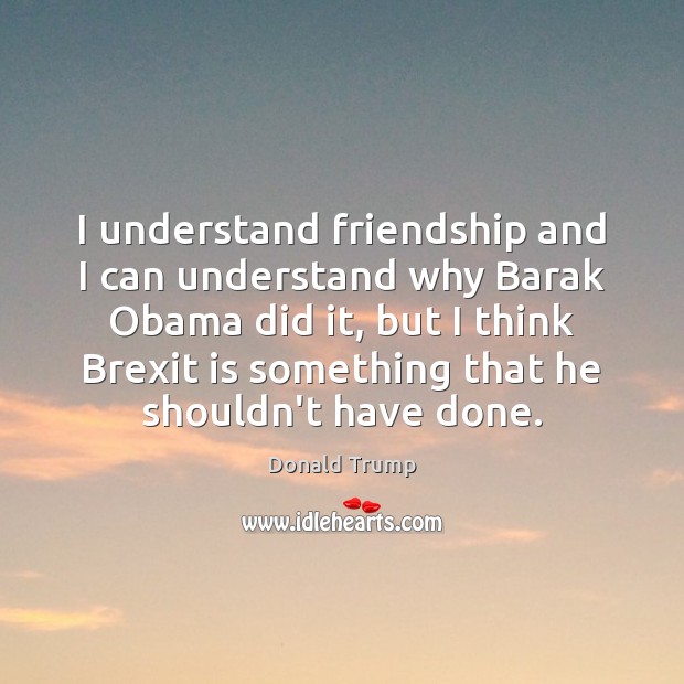 I understand friendship and I can understand why Barak Obama did it, Image