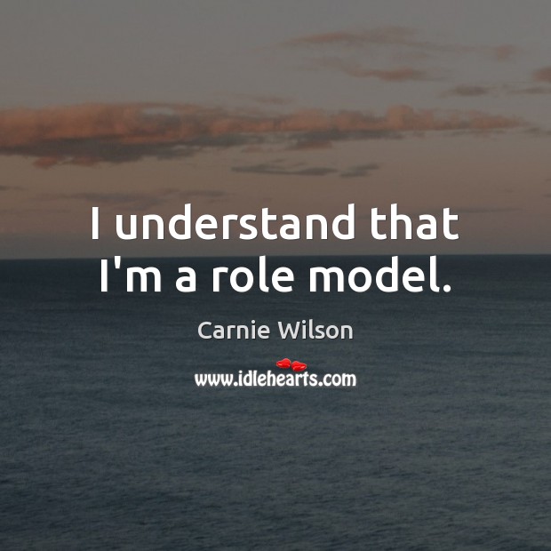 I understand that I’m a role model. Carnie Wilson Picture Quote