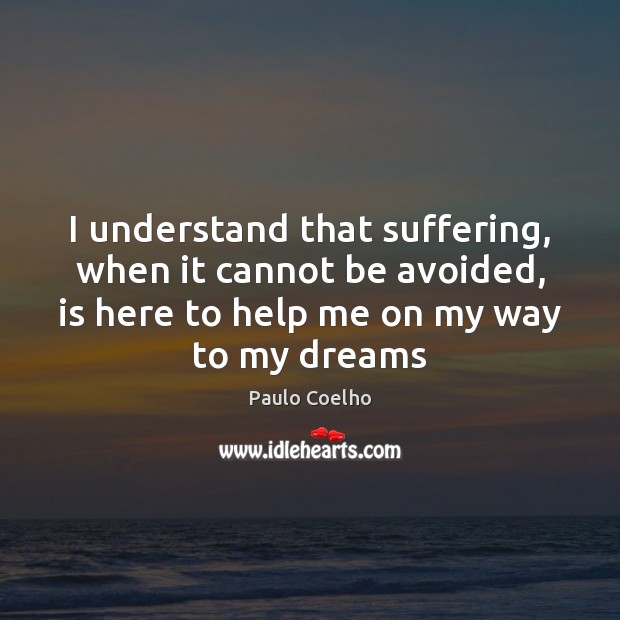 I understand that suffering, when it cannot be avoided, is here to Paulo Coelho Picture Quote