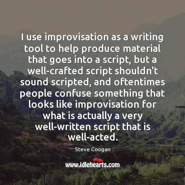 I use improvisation as a writing tool to help produce material that Image