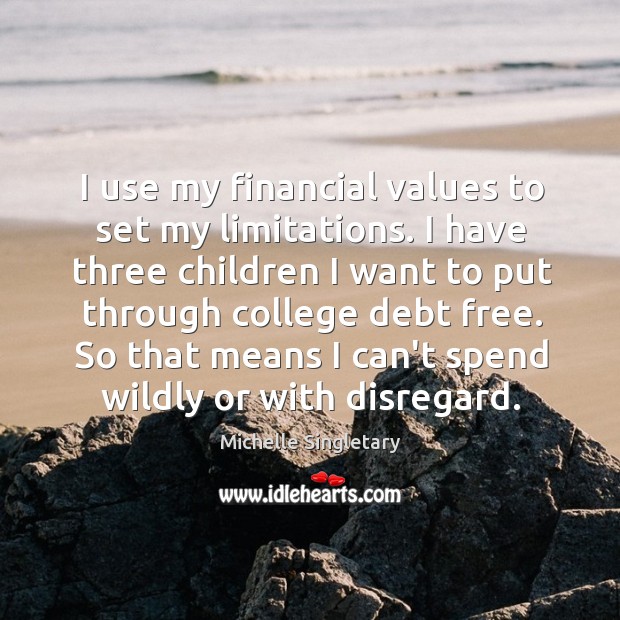 I use my financial values to set my limitations. I have three Michelle Singletary Picture Quote