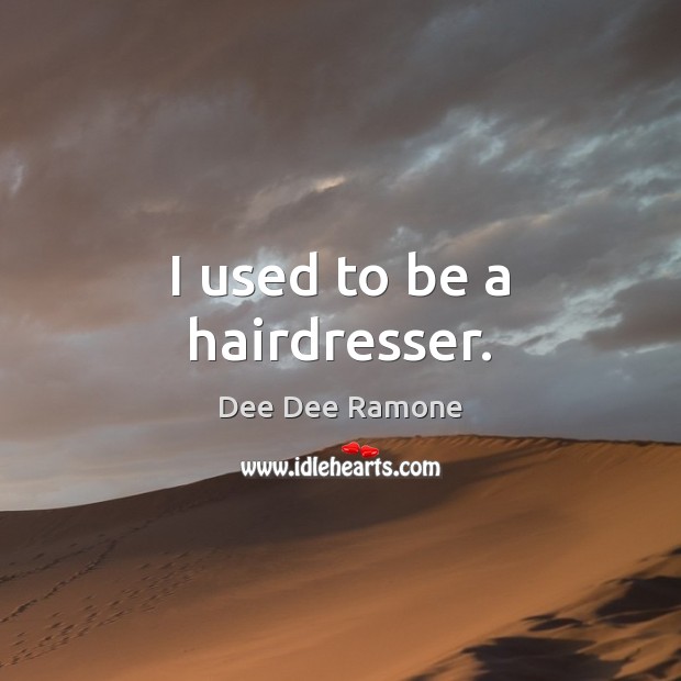 I used to be a hairdresser. Dee Dee Ramone Picture Quote