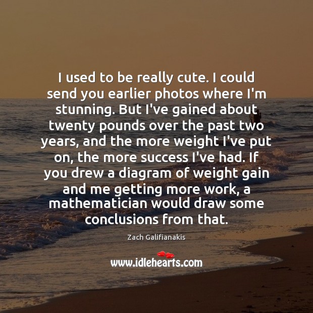 I used to be really cute. I could send you earlier photos Zach Galifianakis Picture Quote