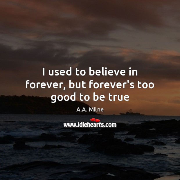 I used to believe in forever, but forever’s too good to be true Too Good To Be True Quotes Image