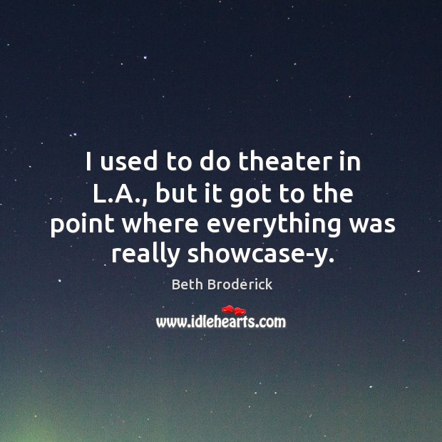 I used to do theater in L.A., but it got to Beth Broderick Picture Quote