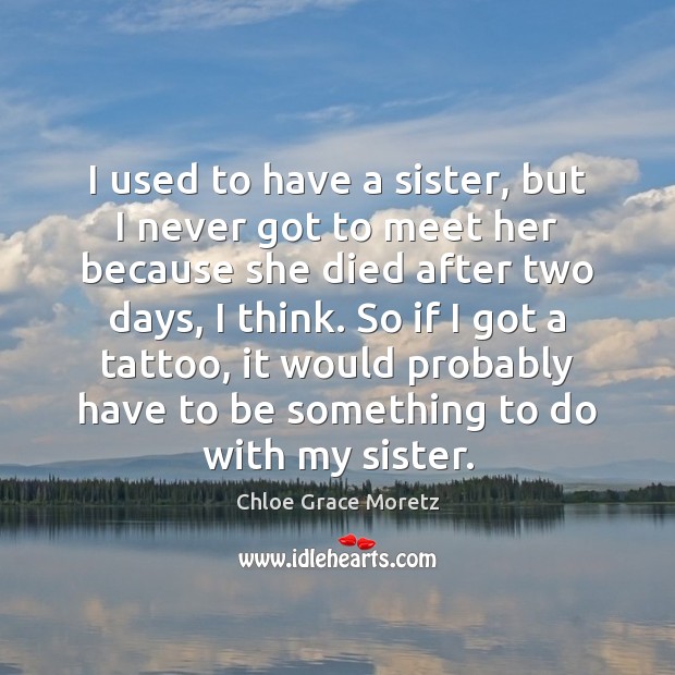 I used to have a sister, but I never got to meet Chloe Grace Moretz Picture Quote