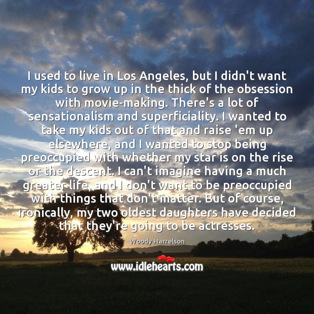 I used to live in Los Angeles, but I didn’t want my Woody Harrelson Picture Quote