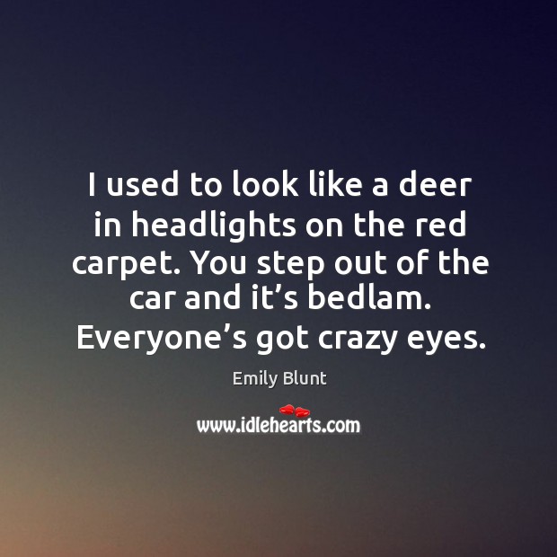 I used to look like a deer in headlights on the red carpet. Emily Blunt Picture Quote