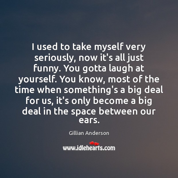 I used to take myself very seriously, now it’s all just funny. Gillian Anderson Picture Quote