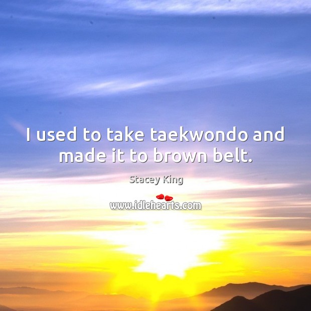 I used to take taekwondo and made it to brown belt. Stacey King Picture Quote